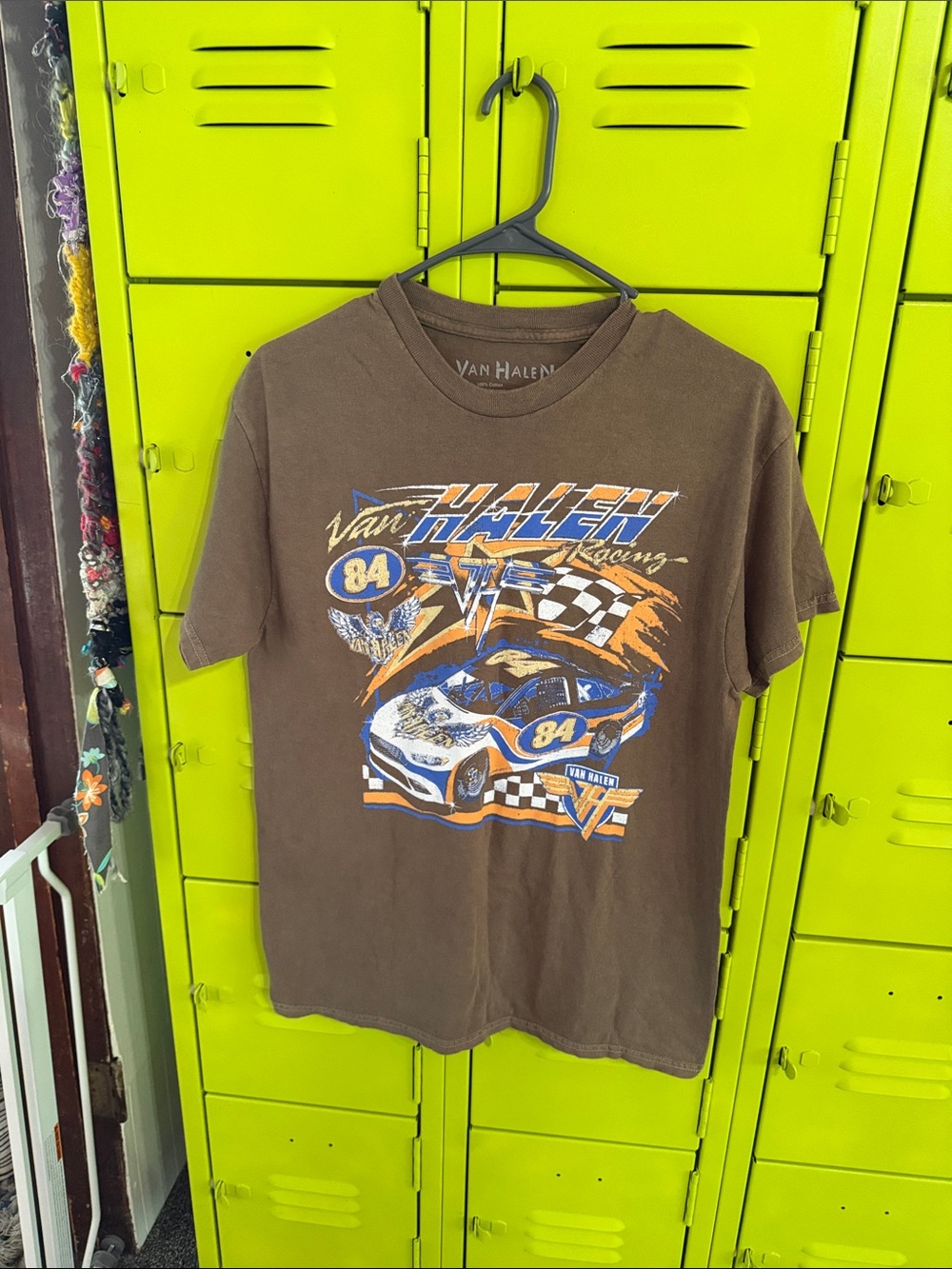Van Halen Racing Graphic Tee - Brown with Blue & Orange